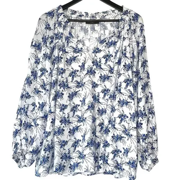 Lane Bryant Swing Popover Floral Blouse Bracelet-Sleeve Lightweight Size 14 16 - Picture 2 of 10